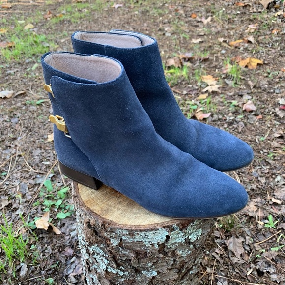 Chloe Double-Buckle Blue Suede Ankle Boots 36 - Picture 2 of 16